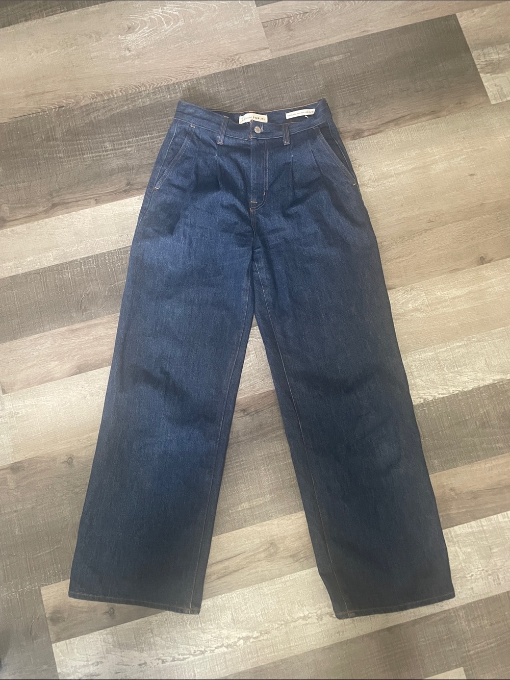 Denim Forum Dark Indigo Jeans with Contrast Stitching- Belinda HighRise